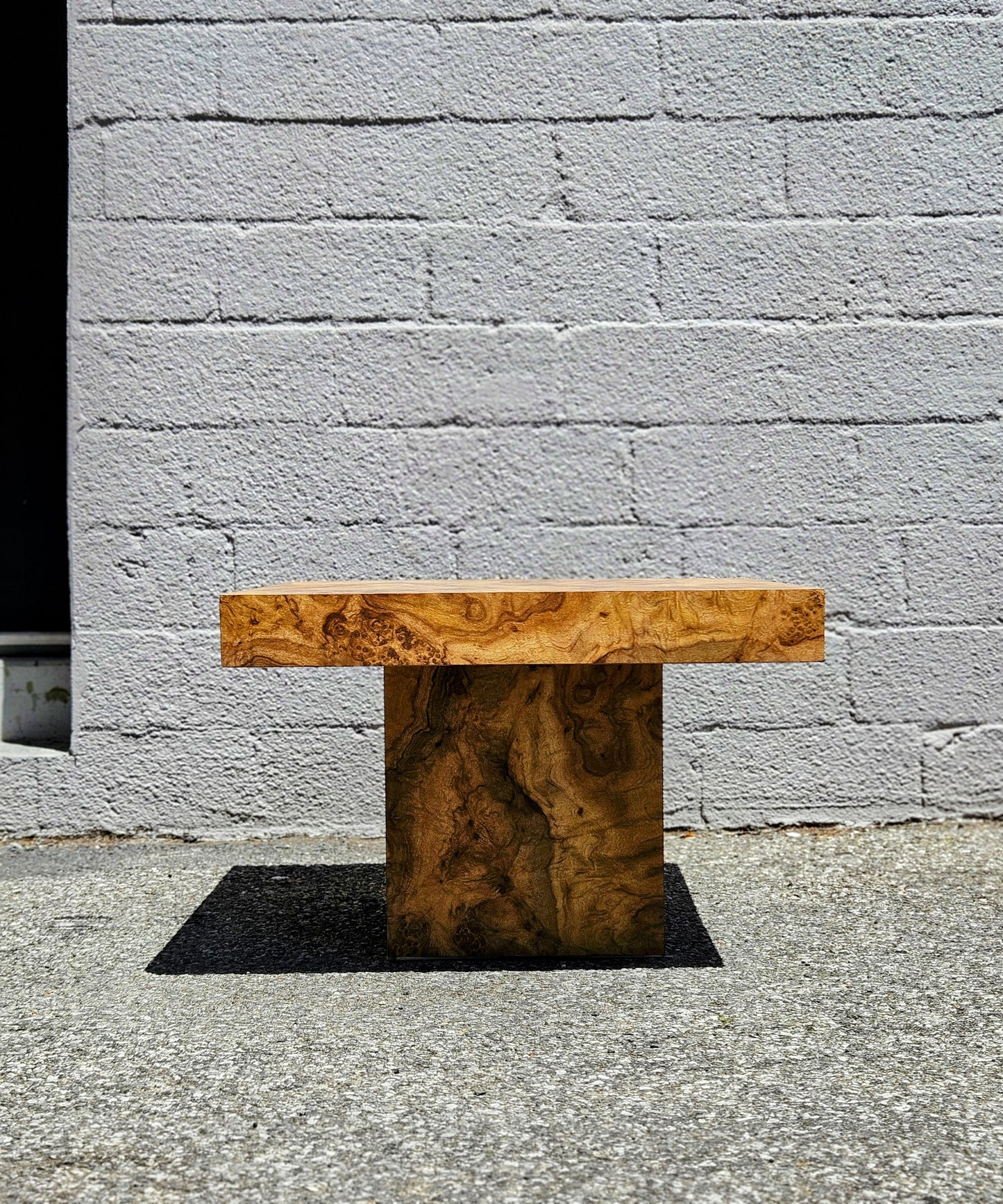 1970's Burlwood Pedestal Table