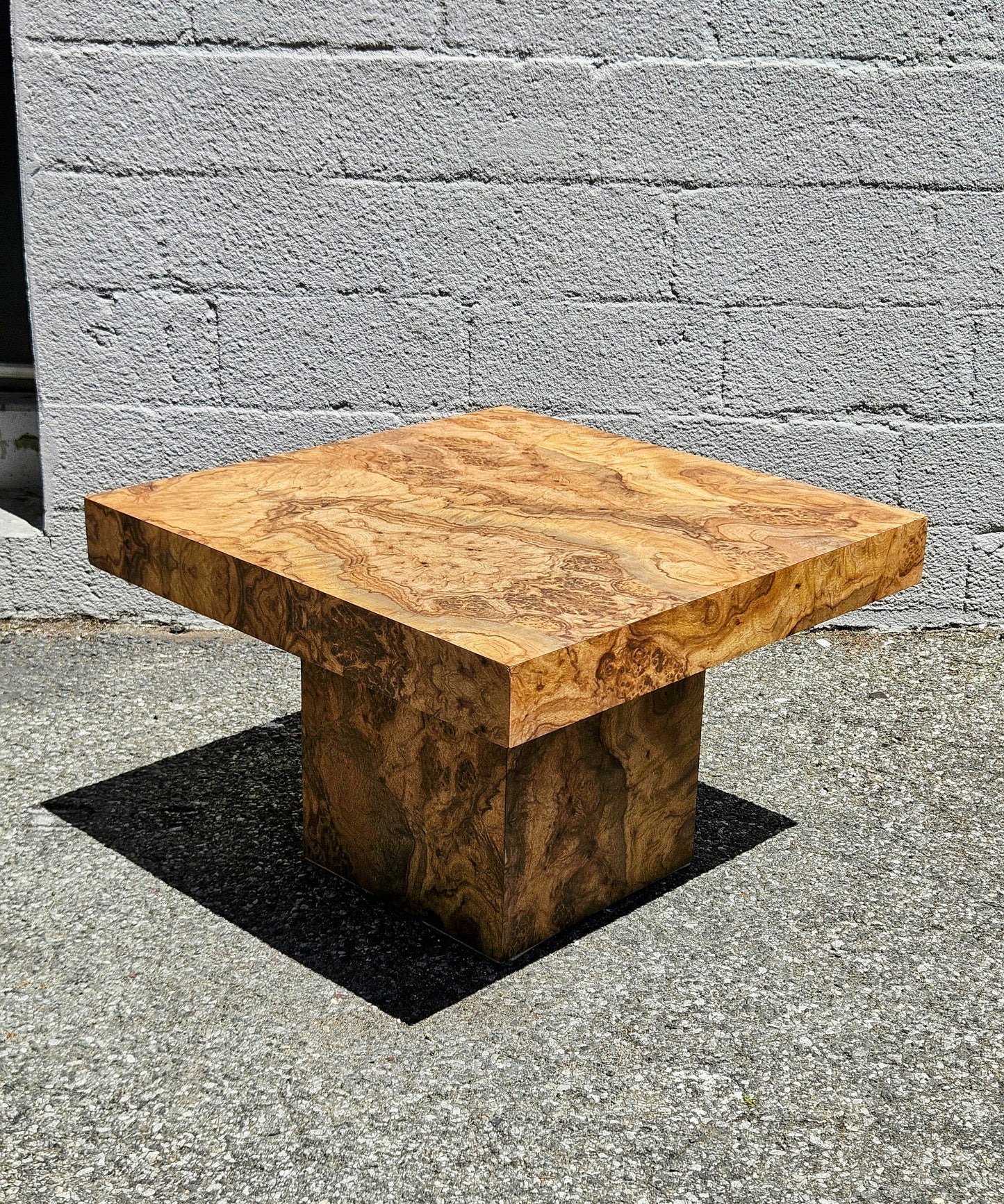 1970's Burlwood Pedestal Table