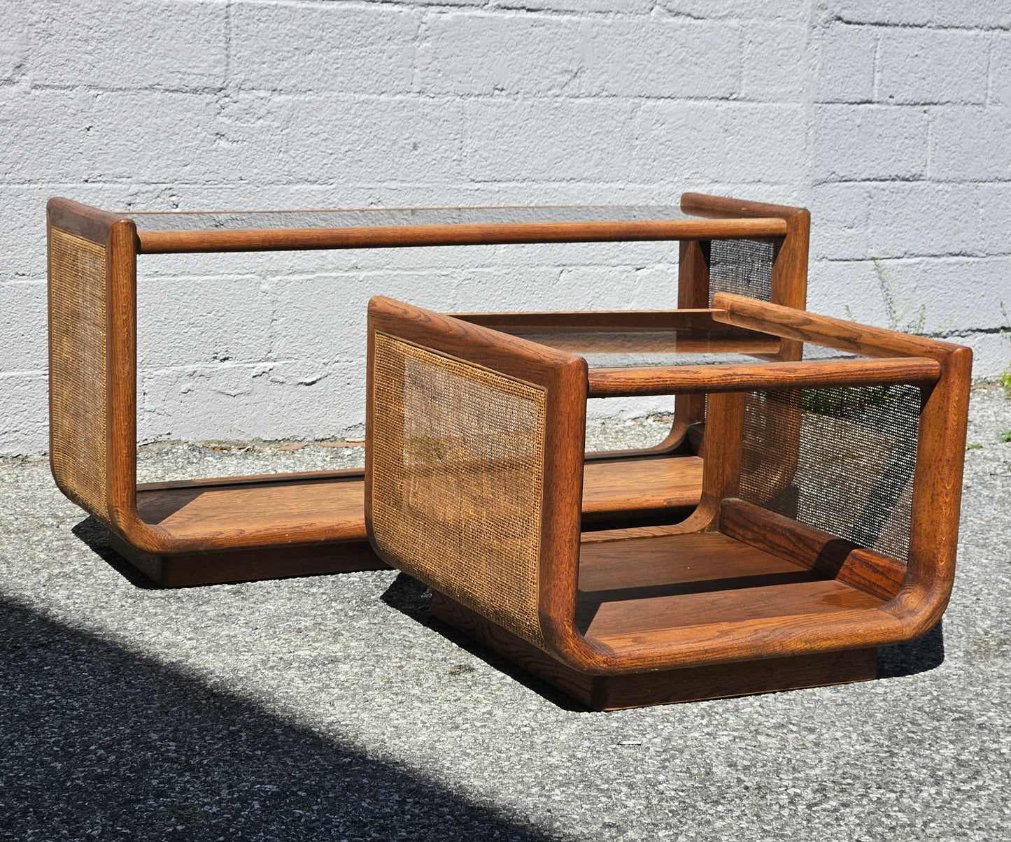 Oak & Rattan Table Set