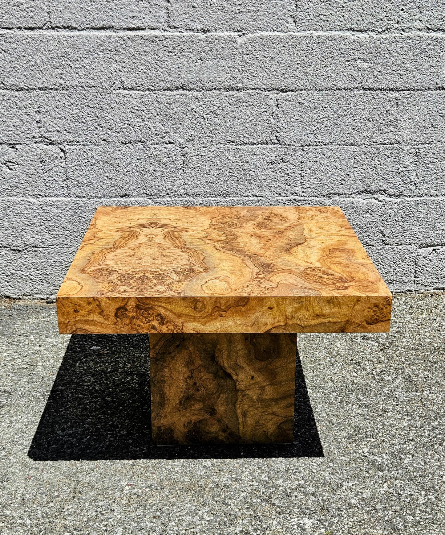 1970's Burlwood Pedestal Table