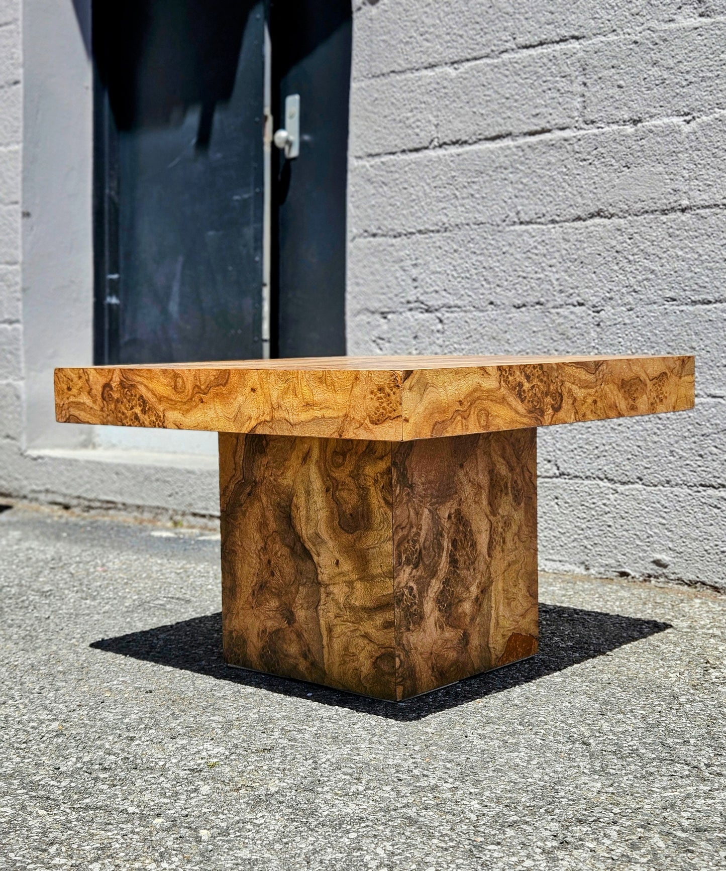 1970's Burlwood Pedestal Table