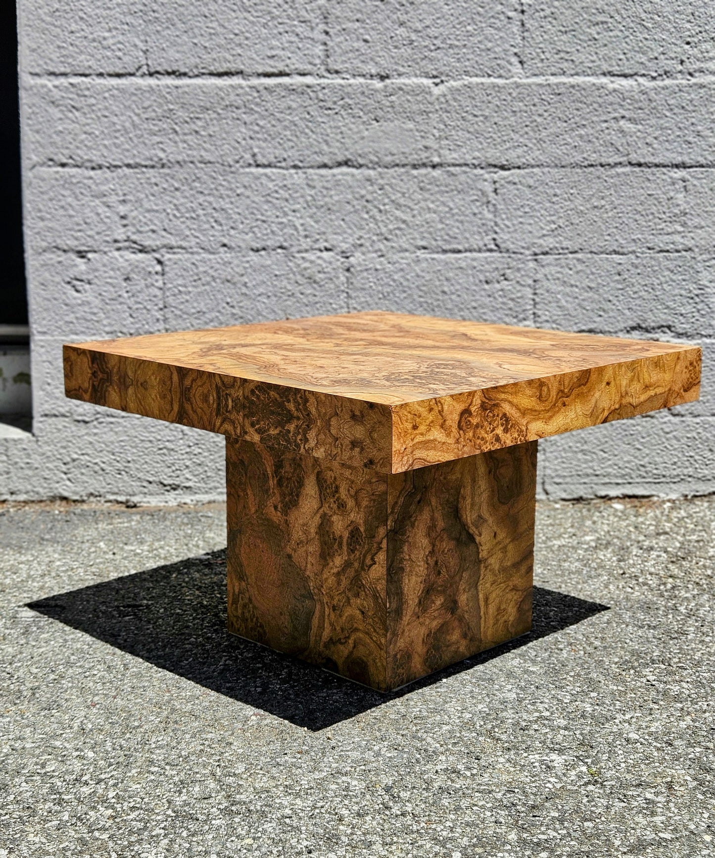 1970's Burlwood Pedestal Table