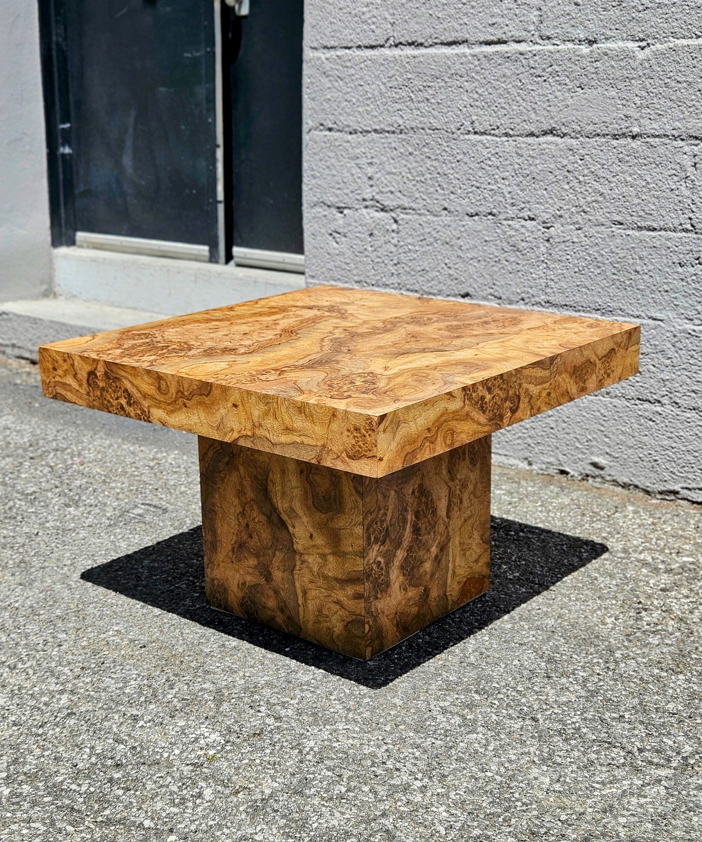 1970's Burlwood Pedestal Table