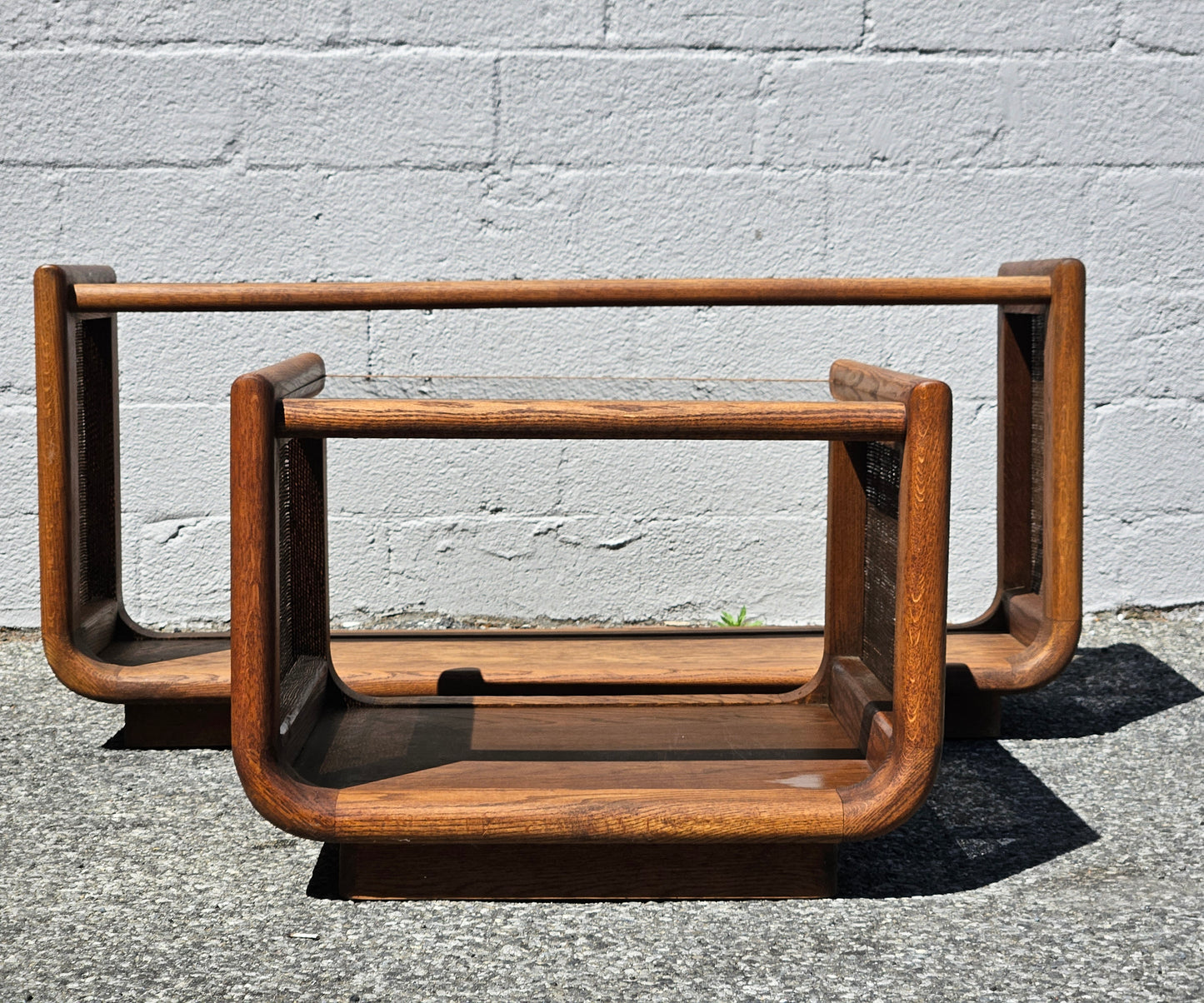 Oak & Rattan Table Set